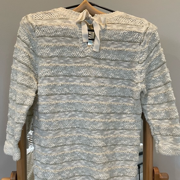 Poem by Oliver Bonas Striped fringe and metallic tie back sweater size medium - Picture 4 of 7